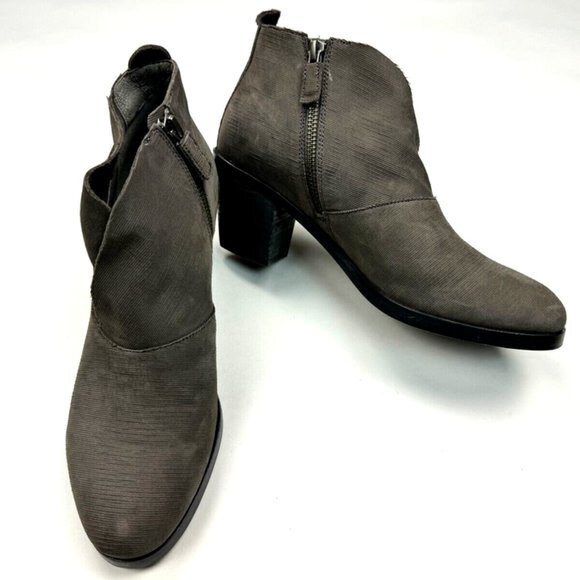 Eileen Fisher Murphy Intaglio Leather Bootie Women 8 NWOB $275 Nubuck ZipClosure - Picture 1 of 12